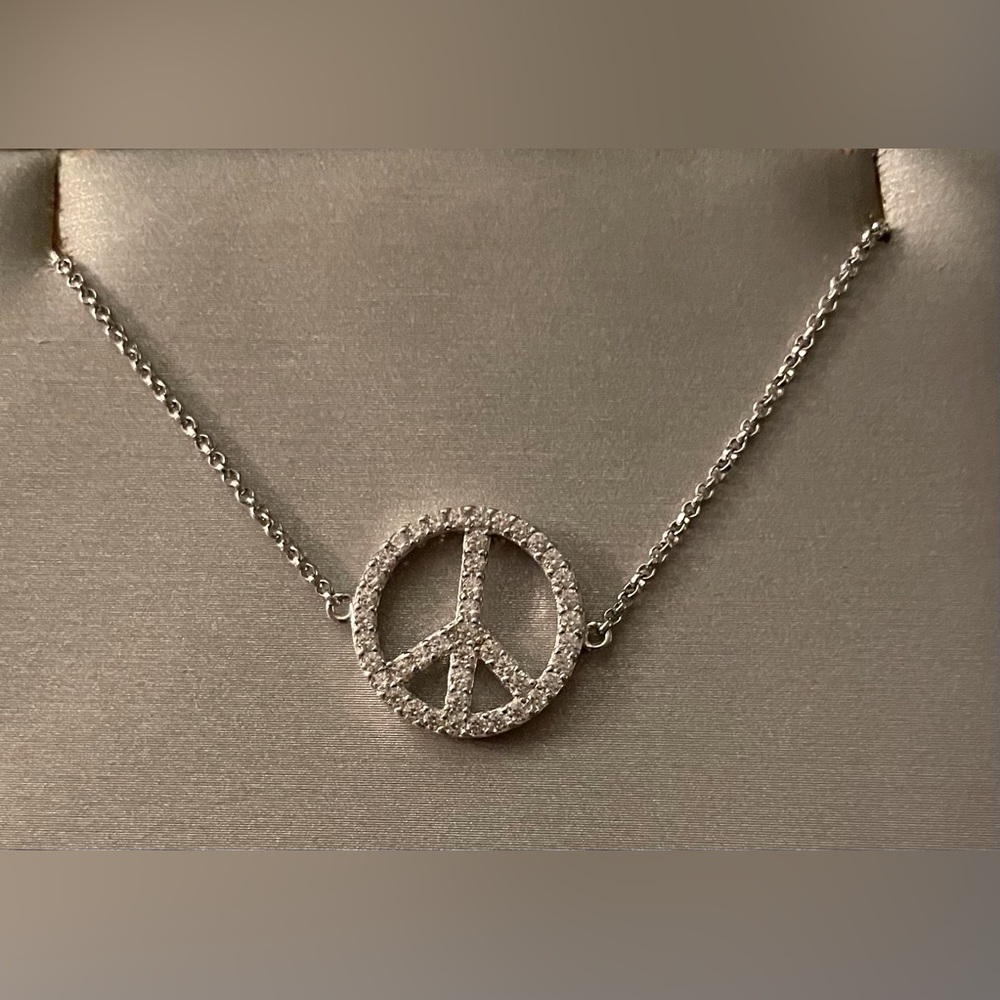Sterling silver and cubic zirconia peace bracelet ☮️ NWOT